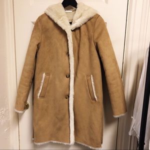 Uniqlo Faux Suede Faux Fur Lined Coat